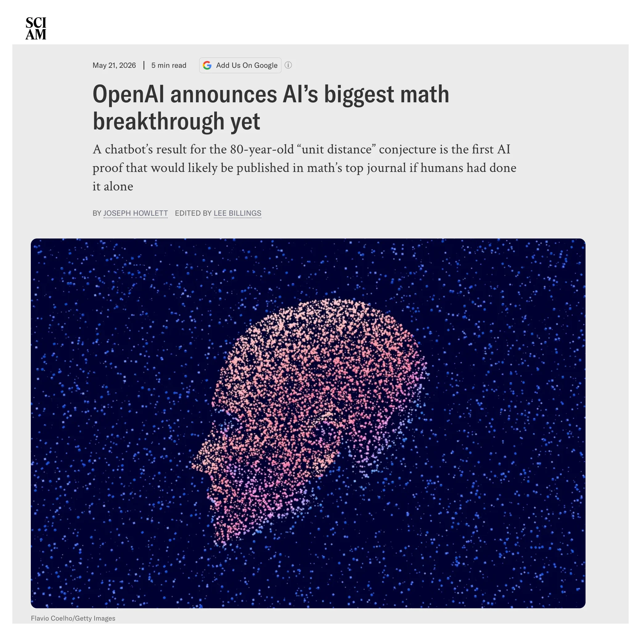 Scientific American: OpenAI announces AI’s biggest math breakthrough yet