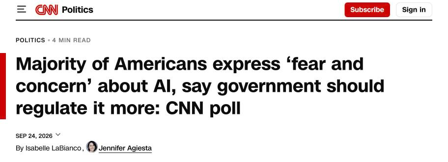CNN: Majority of Americans express ‘fear and concern’ about AI, say government should regulate it more