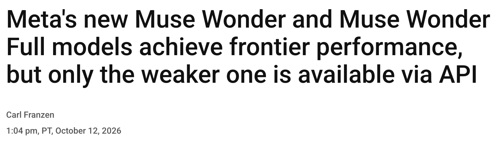 VentureBeat, October 2026: Meta’s new Muse Wonder and Muse Wonder Full models achieve frontier performance