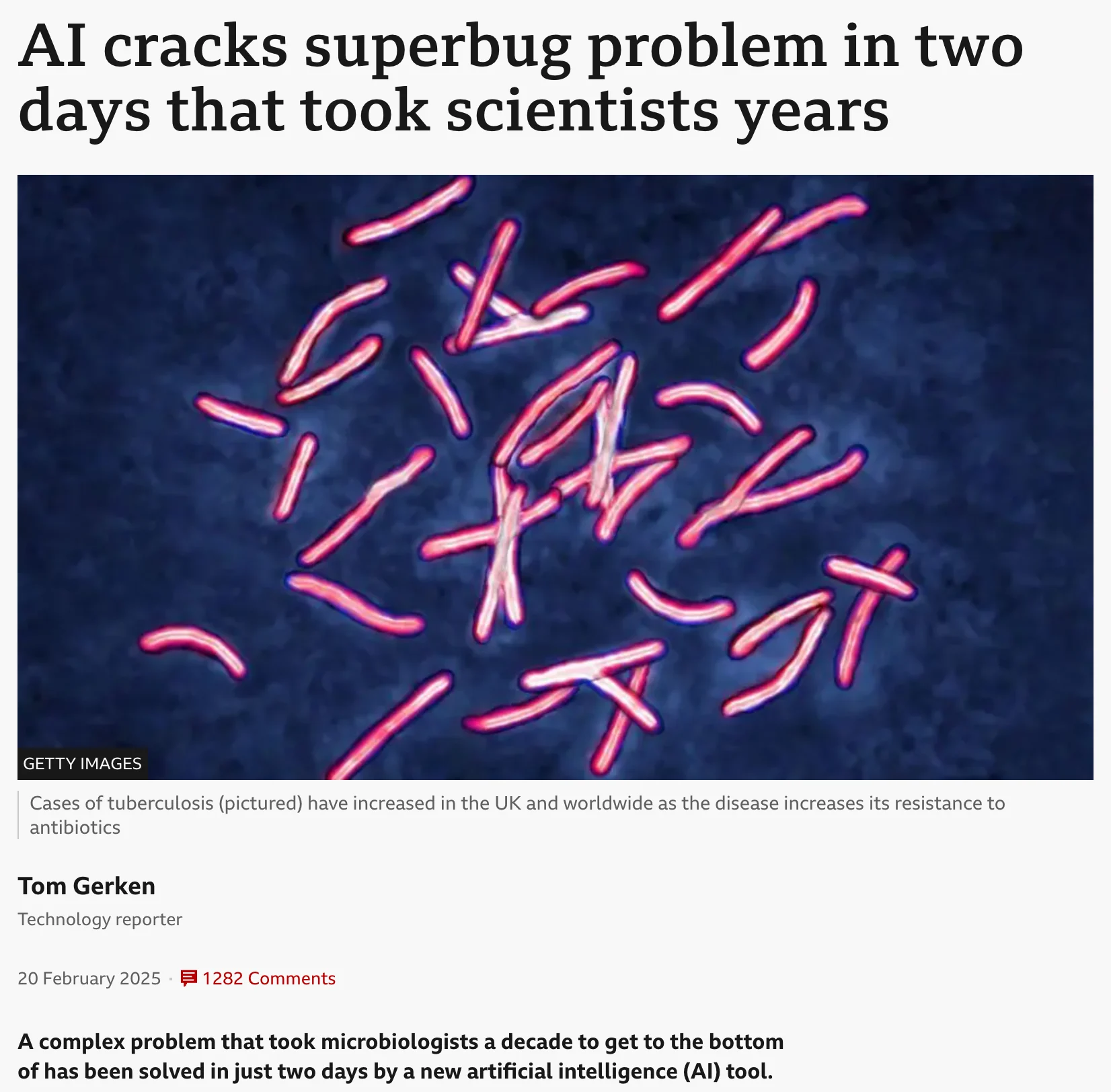 BBC: AI cracks superbug problem in two days that took scientists years