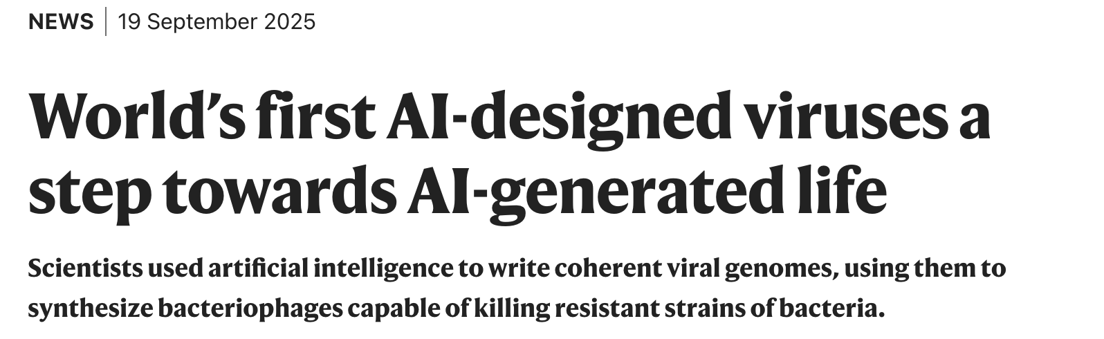 Nature: World’s first AI-designed viruses a step towards AI-generated life